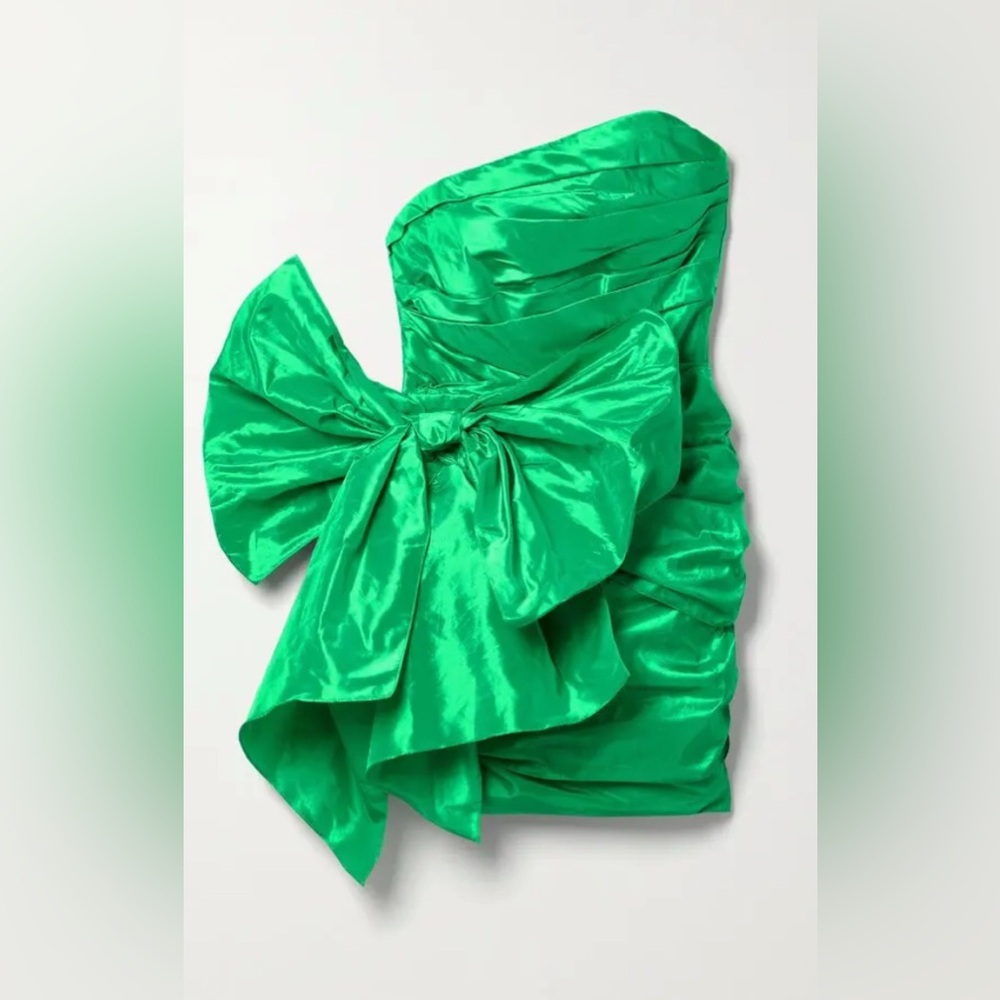 Oscar de la Renta Silk-Taffeta Asymmetric Bow Mini Cocktail Dress Sz8 - Picture 3 of 9